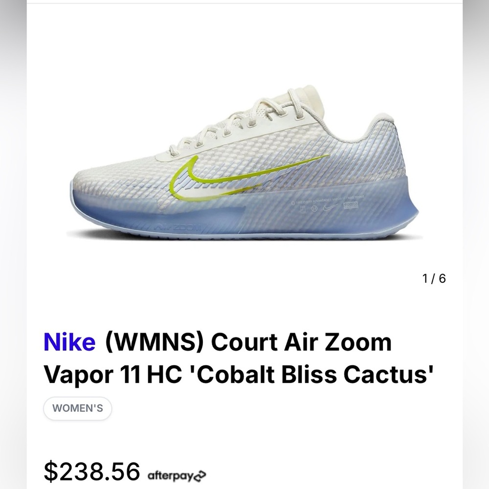 Nike (WMNS) Court Air Zoom
Vapor 11 HC 'Cobalt Bliss Cactus' preowned